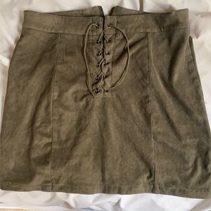 Olive tie skirt